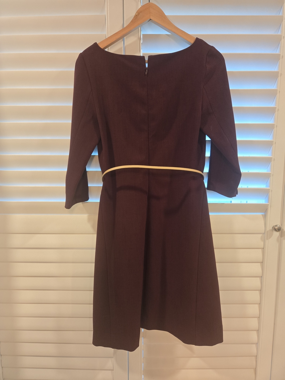 MM.LaFleur Plum Midi Sheath Dress with Slim Belt - Picture 2 of 2